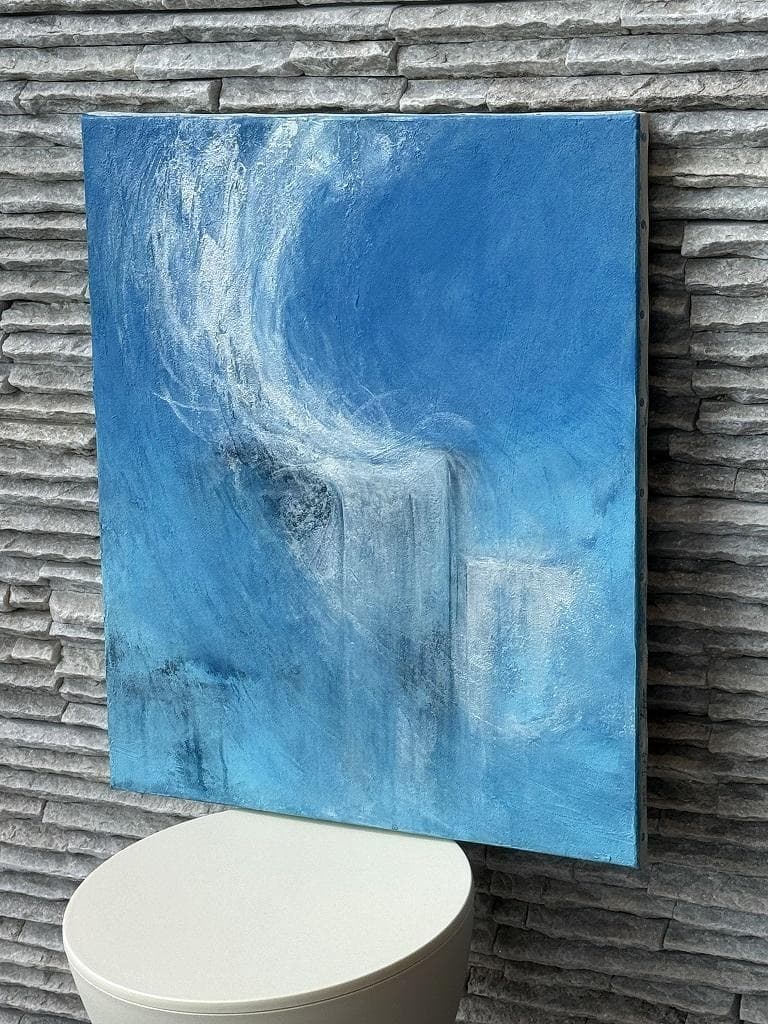 光の滝　抽象画　キャンパス　アクリル　絵画　海　滝　水